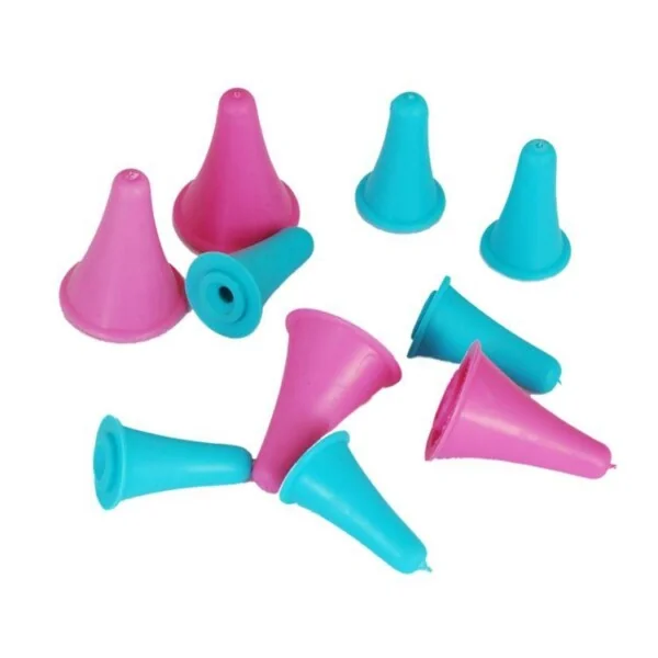 Pinnebeskyttere i gummi, rosa/turkis